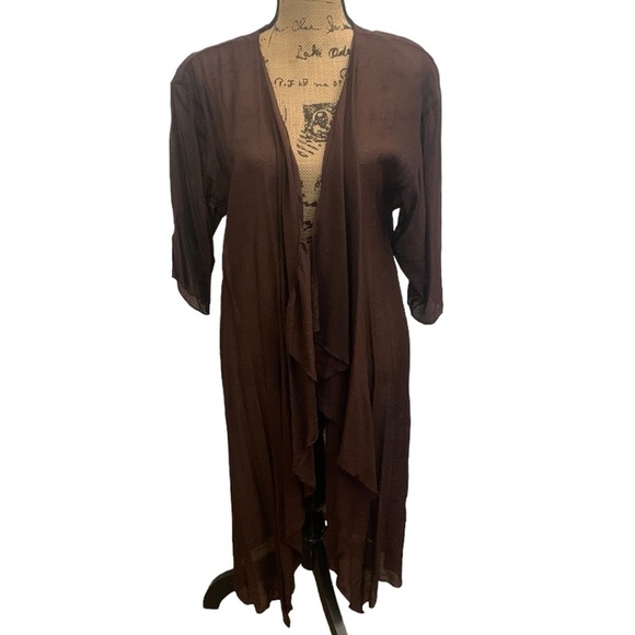 Lularoe Shirley Solid Brown Lightweight Short‎ Sleeve Kimono Cover Size M - Picture 1 of 8